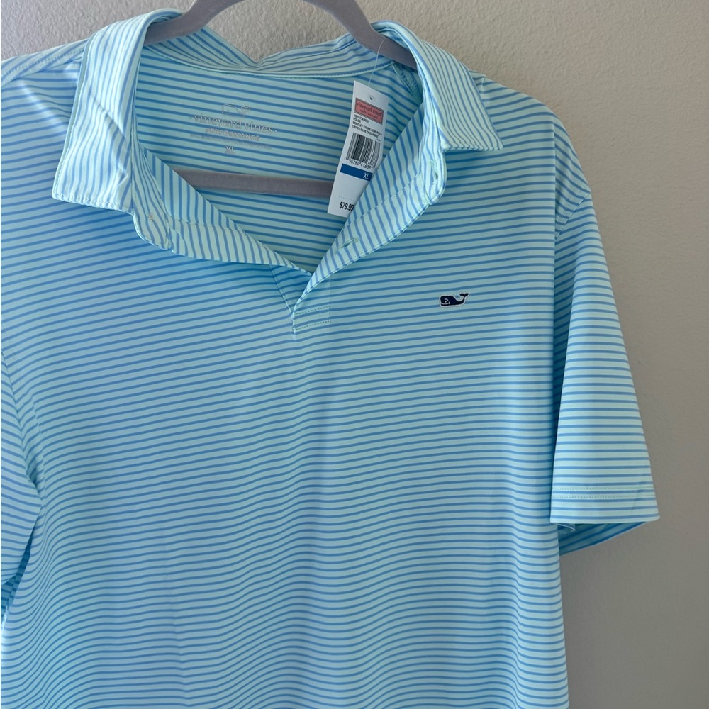 Vineyard Vines Men's Blue Striped Polo Shirt